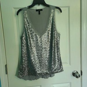 Jessica Simpson Silver Sparkle V-neck tank top L